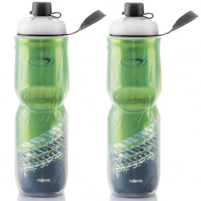 2x Garrafas Caramanhola Térmica Ciclismo 700ml Bike PTK Verde