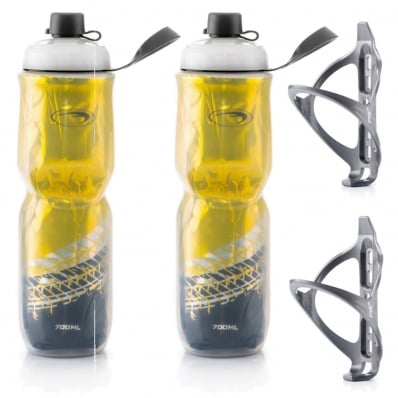 2x Garrafas Caramanhola Térmica com Suporte 700ml PTK Amarelo