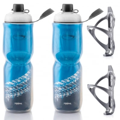 2x Garrafas Caramanhola Térmica com Suporte 700ml PTK Azul