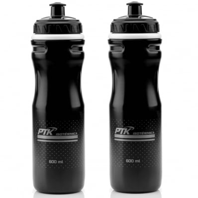 2x Garrafas Caramanhola Ciclismo Bike PTK Squeeze isotérmica Preto