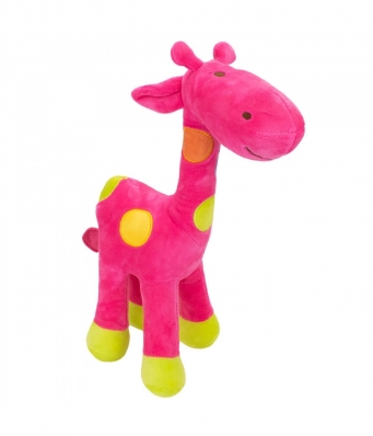 Girafa Rosa Com Pintas Coloridas 34cm - Pelúcia