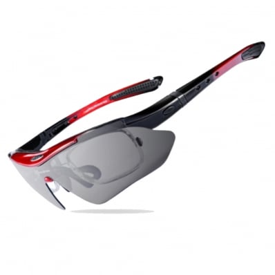 Óculos Esporte Corrida Ciclismo Rockbros 5 Lentes Polarizada Vermelho