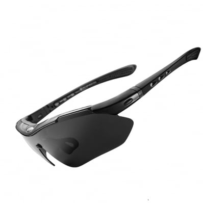 Óculos Esporte Corrida Ciclismo Rockbros 5 Lentes Polarizada Bike Preto