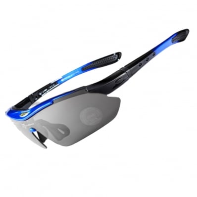 Óculos Esporte Corrida Ciclismo Rockbros 5 Lentes Polarizada Bike Azul