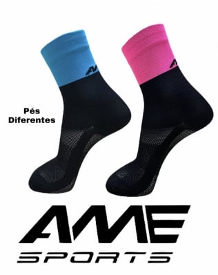 MEIA 01 PES DIFERENTES AZUL / ROSA TAM 38 A 43 - AME SPORTS