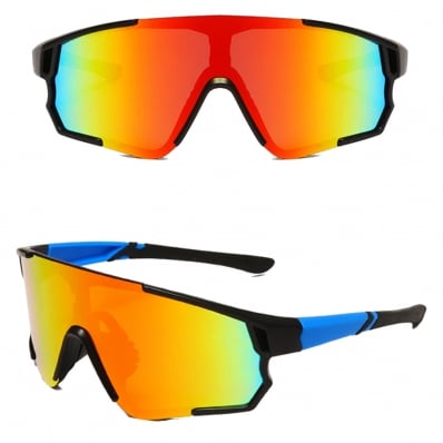 Óculos De Ciclismo Mtb Estrada Esporte 3 Lentes Azul/Espelhada Vermelho 