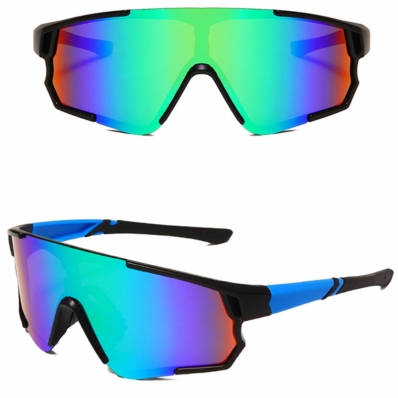 Óculos De Ciclismo Mtb Estrada Esporte 3 Lentes Azul/Espelhada Verde