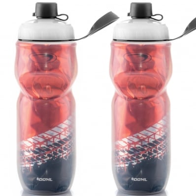 2x Garrafas Caramanhola Térmica Ciclismo 600ml Bike PTK Vermelho