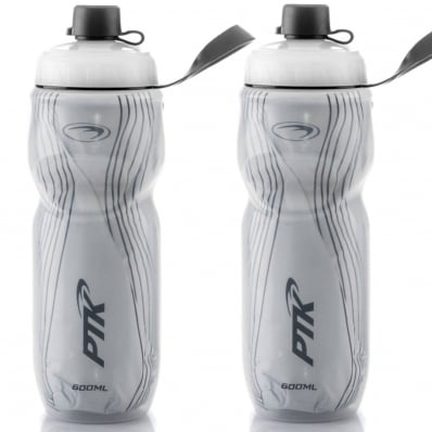 2x Garrafas Térmica Ciclismo Caramanhola Bike 600ml Bike Ptk Prata