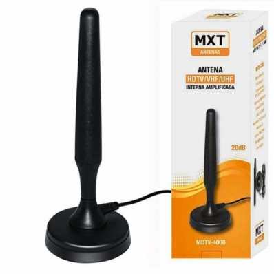 Antena Amplificada HDTV UHF/VHF Digital Interna 25DB - MDTV-400B - MXT