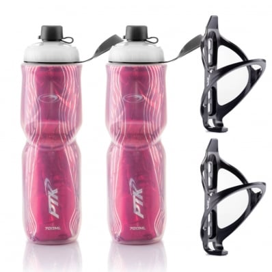 2x Garrafas Caramanhola Térmica + Suporte 700ml Line PTK Pink