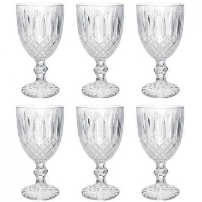 Jogo de 6 Taças de Vidro Greek Transparente 345ml