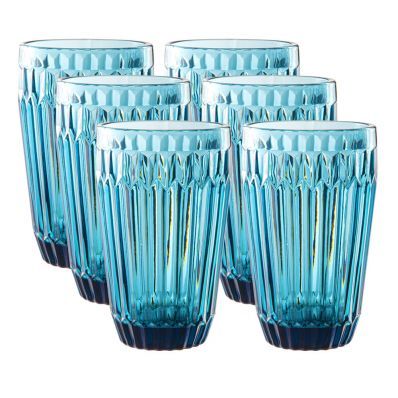 Jogo de 6 copos Bretagne em vidro 355ml A13cm cor azul