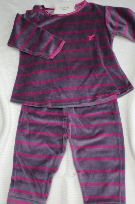 Pijama inverno listrado roxo e pink