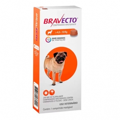 Ectoparasiticida MSD - Bravecto - 250 mg - 4,5 a 10 kg