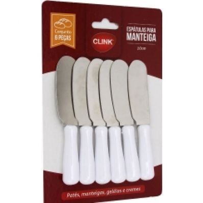 Jogo com 6 Espátulas para Manteiga em Aço Inox 10cm