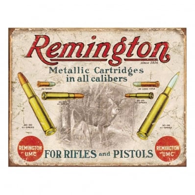 Placa Metálica Decorativa Remington Bullets