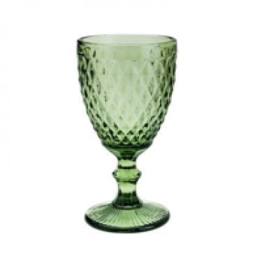 Jogo com 6 Taças para Água Bico de Abacaxi em Vidro Verde 325ml