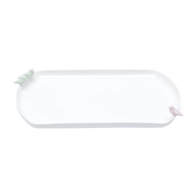 Prato Porcelana para Bolo Birds Colors Wolff 32x19x4cm