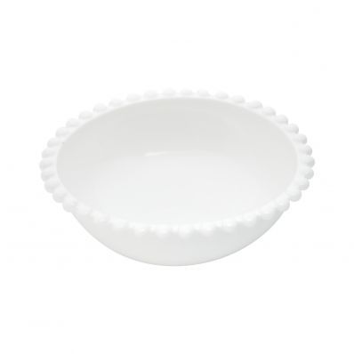 Bowl Saladeira de Porcelana Branco de Bolinhas 23x9cm