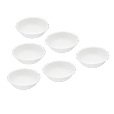 Conjunto 6 Bowls de Porcelana Branco de Bolinhas 11X4CM