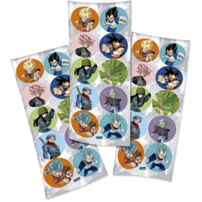 Adesivo Redondo Dragon Ball (pacote com 3 cartelas e 10 adesivos cada)