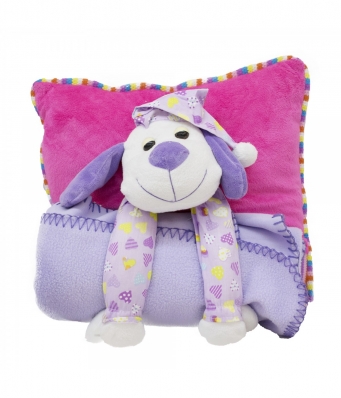 Almofada Cachorro Com Coberta Roxo/Pink - Pelúcia