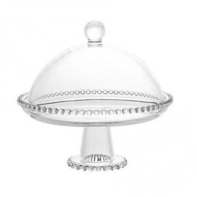 Prato Pearl com Pé e Tampa em Cristal 20x18cm 