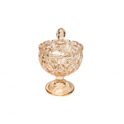 Bomboniere de Cristal com Tampa Queen Ambar 9cm Wolff