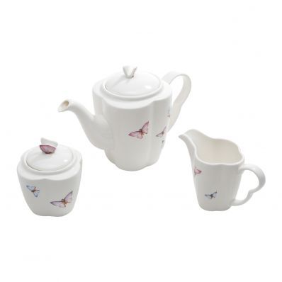 Conjunto 3 Peças de Porcelana para Café Borboletas Wolff