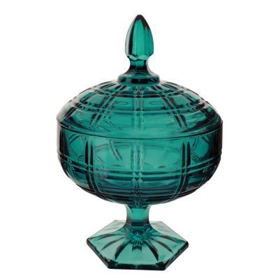 Potiche de Cristal Decorativo Quartier com Pé Verde Esmeralda D16,2xA11,5cm 