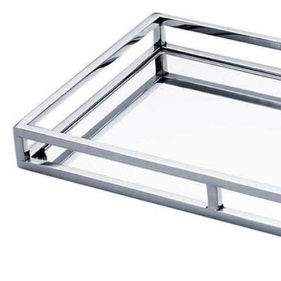 Bandeja Retangular em Aço Inox Espelhada L41xP26xA5cm 