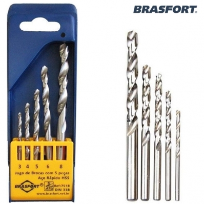 BROCA A.R. Z 3-4-5-6-8 MM - JOGO COM 5 PÇS BRASFORT