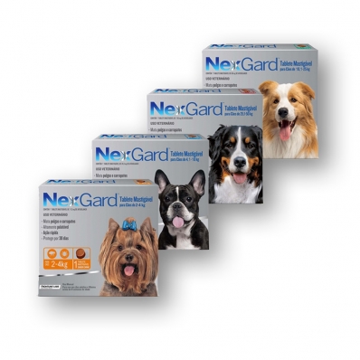 Antipulgas e Carrapaticida Boehringer - Nexgard para Cães - 3 Tabletes Palatáveis