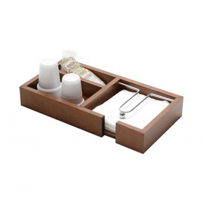 Organizador de Madeira para Café com Porta Guardanapo 29x15x5cm