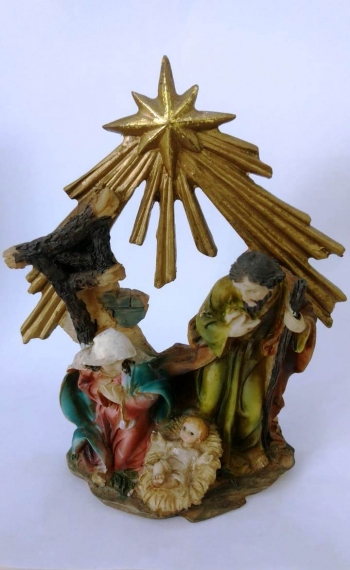Imagem de Sagrada Família na manjedoura - 13cm