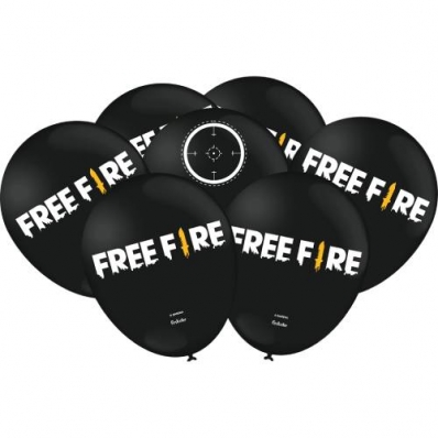 Balão Especial 9 Free Fire Preto (pacote com 25 unidades)
