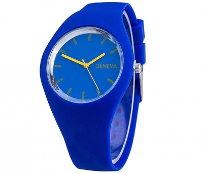 Relógio de pulso quartz com pulseira de silicone esportivo - Azul