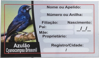 Placa de Identificação de Azulão Clássica