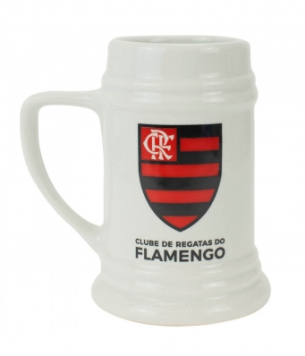 Caneca Porcelana Branca 500ml - Flamengo