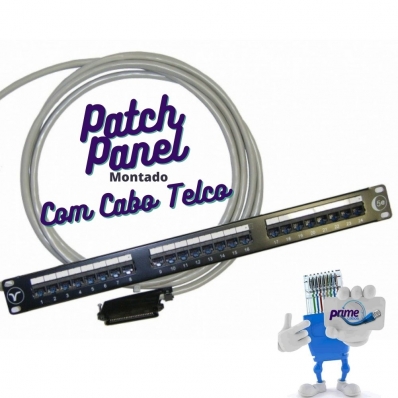 Patch Panel 24 Portas Montado com Cabo e Conector Telco Macho 