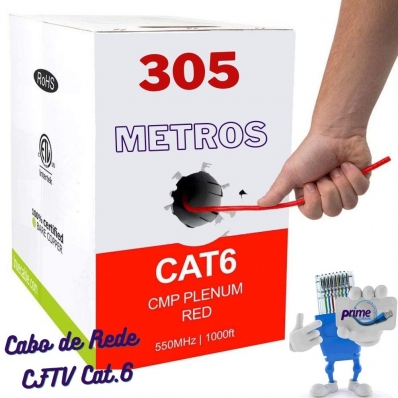 Cabo De Rede e CFTV Cat.6 Vermelho  305 Metros
