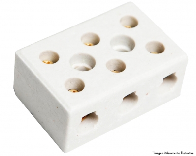 Conector Porcelana 16Mm 3 Polos 8767 c/12pçs