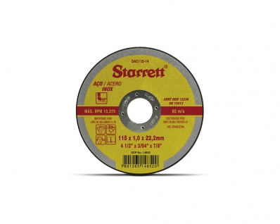 Disco Corte Starrett Aco Carb/Inox 115X1,0X22,2Mm