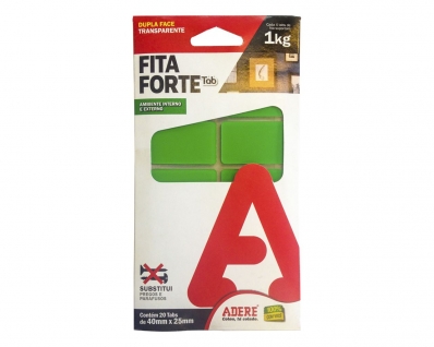 Fita Dupla Face Forte Adere 20Pcs 40Mmx25Mm Blister