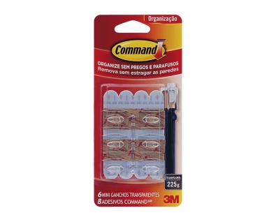 Gancho Command Mini Transp 6Pcs 3M Blister