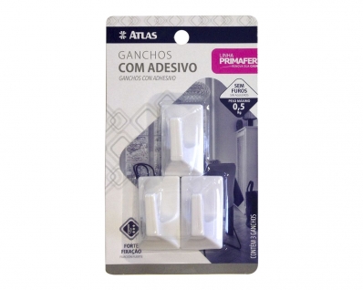 Gancho Plast C/Adesivo Primafer Quadrado 0,5Kg Blister 2509