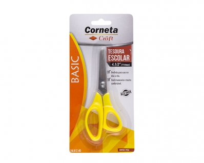 Tesoura Escolar Corneta Basic Inox 4.1/2" Blister