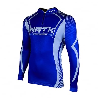 Camiseta Ml Uv Style Azul 100% Poliéster Ex Nortrek