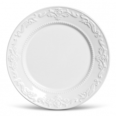 Jogo com 6 Pratos Rasos Acanthus Branco 26cm